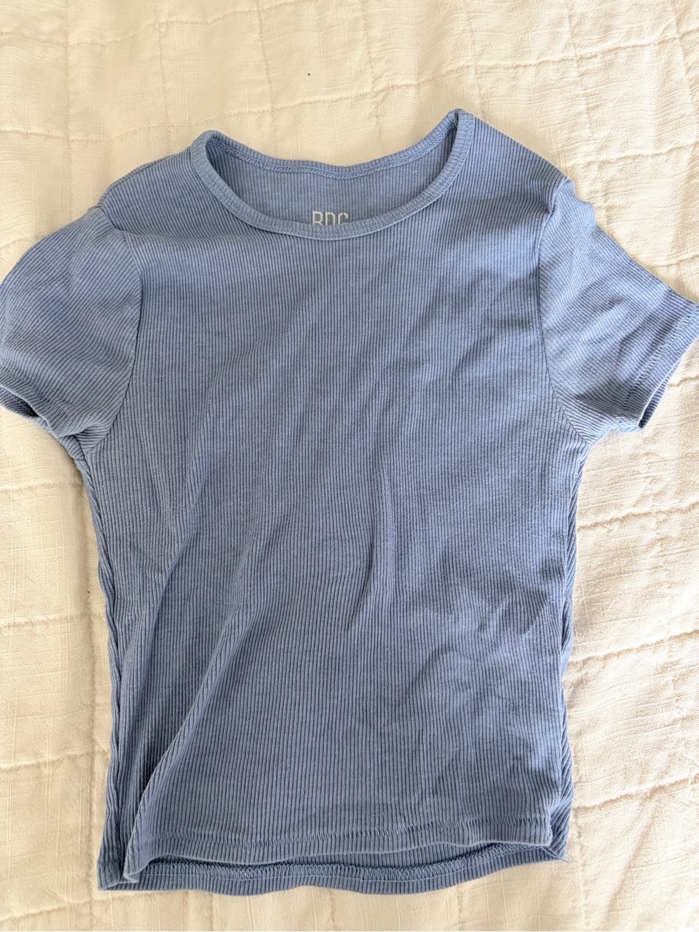 BDG Light Blue Ribbed Short Sleeve Tee